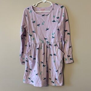 Cat and Jack Girls Lilac Horse Print Long Sleeve Dress